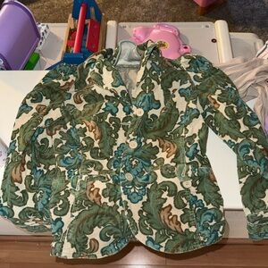 LOFT Floral Corduroy Jacket in Green and Brown